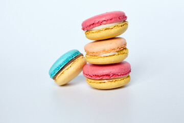Stack of macaroons on a white background
