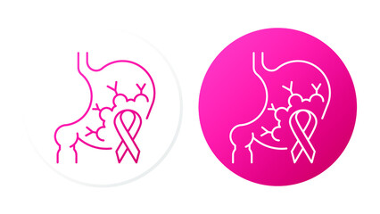 Symptoms of stomach problems (Cancer). Two lines icons concept