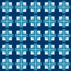 Abstract geometric pattern of squares with crosses. Seamless mosaic and tile. Vector illustration