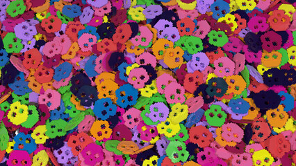 Obraz premium Heap of stylized pixilated skulls, high resolution digital background