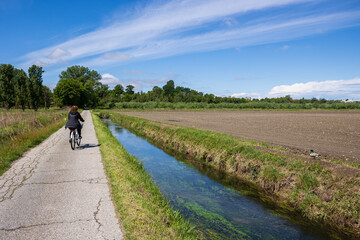 Obraz premium pista ciclabile nel parco del Ticino