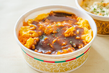 オムライス丼とグラタン