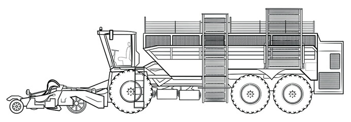Sugar beet harvesting machine combine - vector illustration of a vehicle.