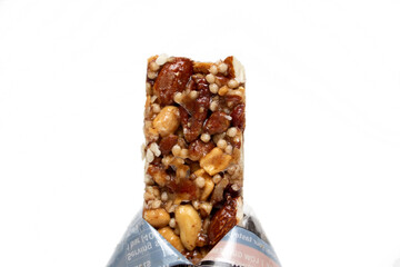 Nut bar isolated on white background