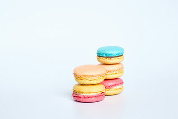 Stack of macaroons on a white background