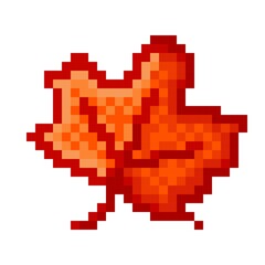 Fototapeta premium Maple leaf pixel art. Vector illustration.
