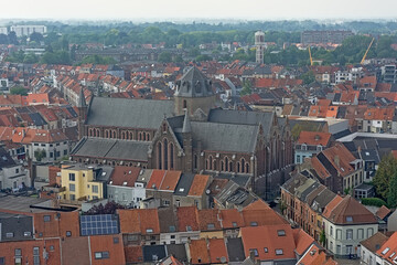 Obraz premium Aerial view of gothic revival Saint Joseph church and surroundings in Rabot neighborhood in Ghent, Flanders, Belgium 
