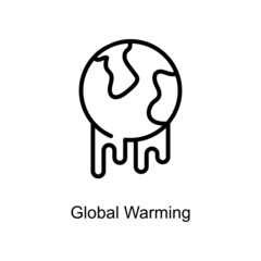 Global Warming vector outline icon. Illustration style EPS 10 file format