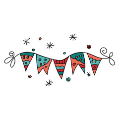 Holiday winter doodle bunting. Christmas and New Year design element