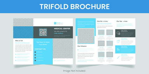 Trifold Brochure Layout Brochure creative design. Multipurpose template with cover, back, and inside pages. Trendy minimalist flat geometric design. Vertical a4 format.