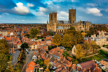 Lincoln Old Town and The Cathedral (drone point of view)