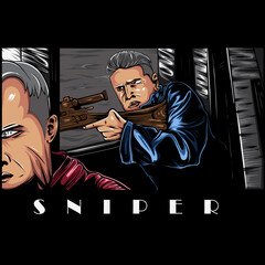 Sniper illustration for t shirt design and printing