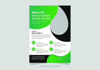 Print Ready A4 Hemp, cannabis, medical product sale or promotion flyer design template