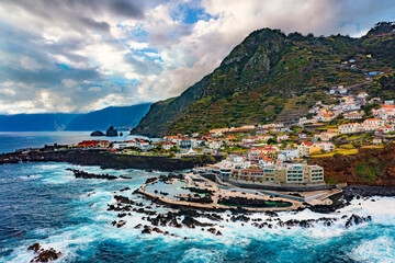 Porto Moniz, Madeira (drone point of view) - obrazy, fototapety, plakaty