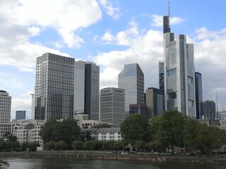 The towers across the river in the city of frankfurt