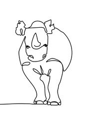 One continuous line drawing, rhinoceros