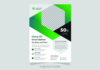 Print Ready A4 Hemp, cannabis, medical product sale or promotion flyer design template