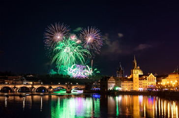 Fototapeta na wymiar New Years Eve In Prague, Czech Republic