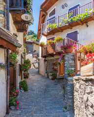 The beautiful village of Usseaux, in Chisone Valley. Province of Turin, Piedmont, Italy.