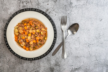 Tradicional plato de la gastronomía mexicana llamado Picadillo