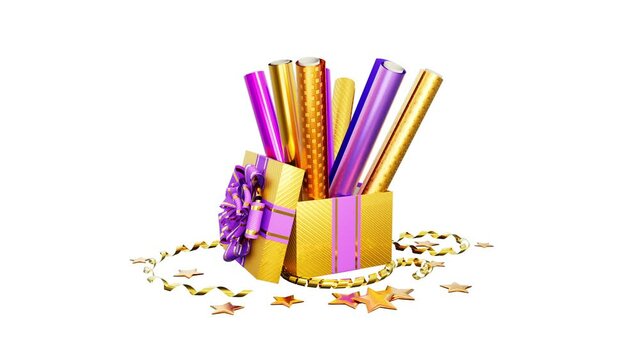 nice festival gift packaging paper and gift box, isolated