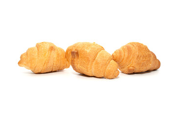 Mini croissants, real photos. White background. Traditional french pastry.