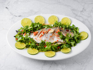 fish thai cuisine on a white background
