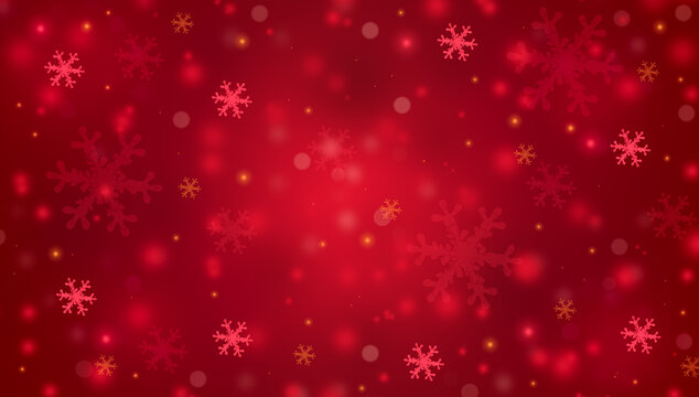 Abstract red christmas background with shiny stars.