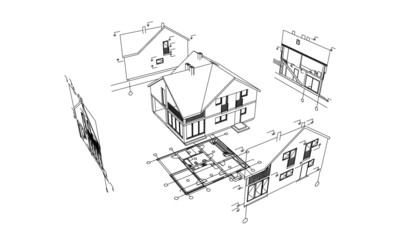 house building architectural project 3d illustration