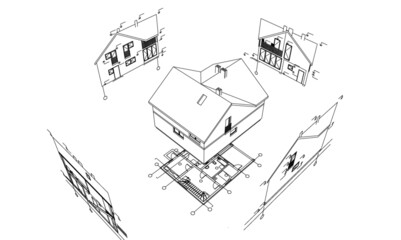house building architectural project 3d illustration