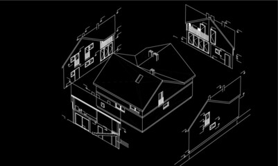 house building architectural project 3d illustration