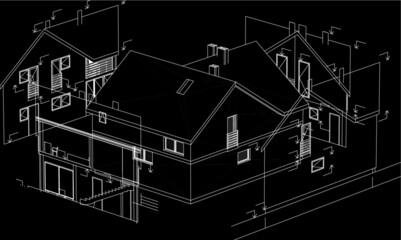 house building architectural project 3d illustration