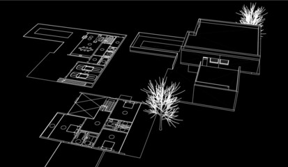 house building architectural project 3d illustration