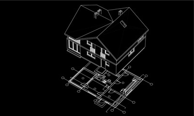house building architectural project 3d illustration