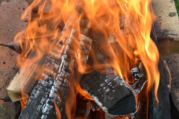 Fototapeta premium fire in a fireplace