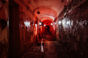 Old abandoned dirty Soviet bunker, echo of Cold War