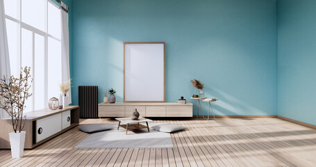 Mint Modern living room minimalist design, 3d rendering