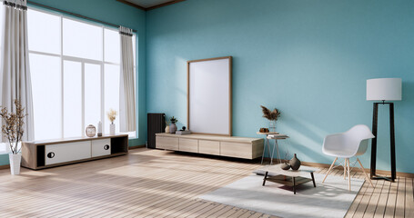 Mint Modern living room minimalist design, 3d rendering
