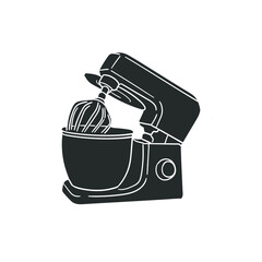 Kneader Machine Icon Silhouette Illustration. Bakery Tools Vector Graphic Pictogram Symbol Clip Art. Doodle Sketch Black Sign.