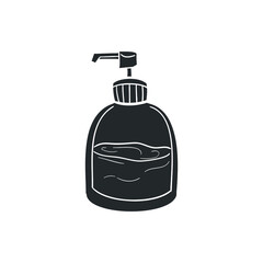 Liquid Soap Icon Silhouette Illustration. Bottle Vector Graphic Pictogram Symbol Clip Art. Doodle Sketch Black Sign.