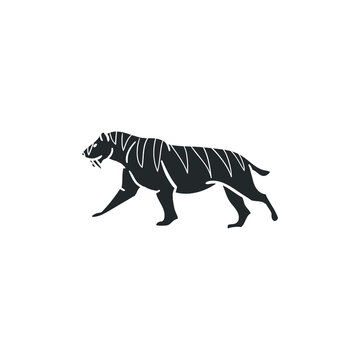 Saber Tooth Icon Silhouette Illustration. Extinct Animal Vector Graphic Pictogram Symbol Clip Art. Doodle Sketch Black Sign.