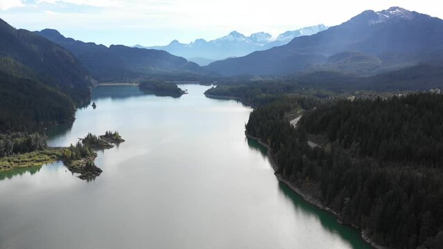 British columbia lake and mountains aerial