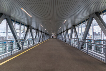 elevated passage corridor bridge geometric lines symmetry transport hub