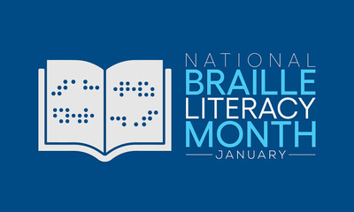 National Braille literacy month is observed every year in January. Vector illustration