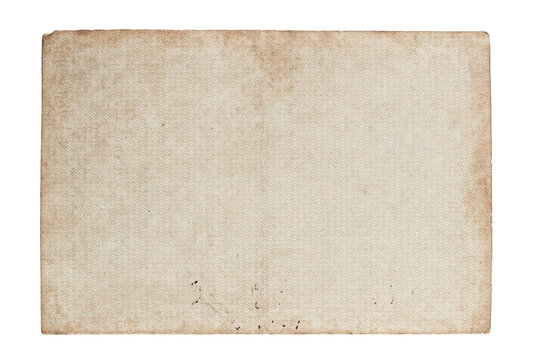 yellow stained paper, texture, old sheets from a book, isolate on a white background