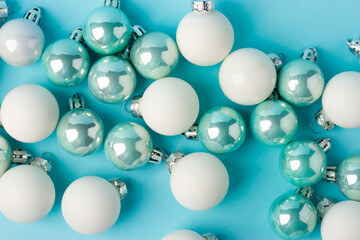 Decorative balls for Christmas and New Year on a blue background