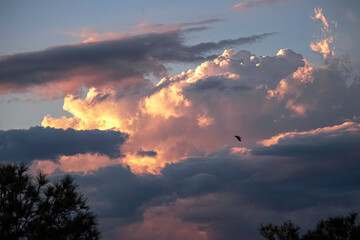clouds sunset over the city