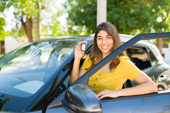 Portrait Of A Woman Buying A New Car