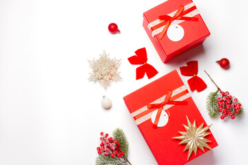 Christmas and New Year composition on white background