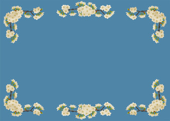 桜の花と蕾のついた枝フレーム